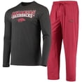 thumbnail image 1 of Men's Concepts Sport Cardinal/Heathered Charcoal Arkansas Razorbacks Meter Long Sleeve T-Shirt & Pants Sleep Set, 1 of 5