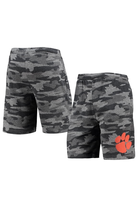 Men's Concepts Sport Charcoal/Gray Clemson Tigers Camo Backup Terry Jam Lounge Shorts