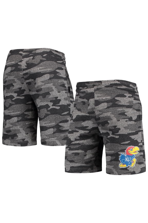 Men's Concepts Sport Charcoal/Gray Kansas Jayhawks Camo Backup Terry Jam Lounge Shorts