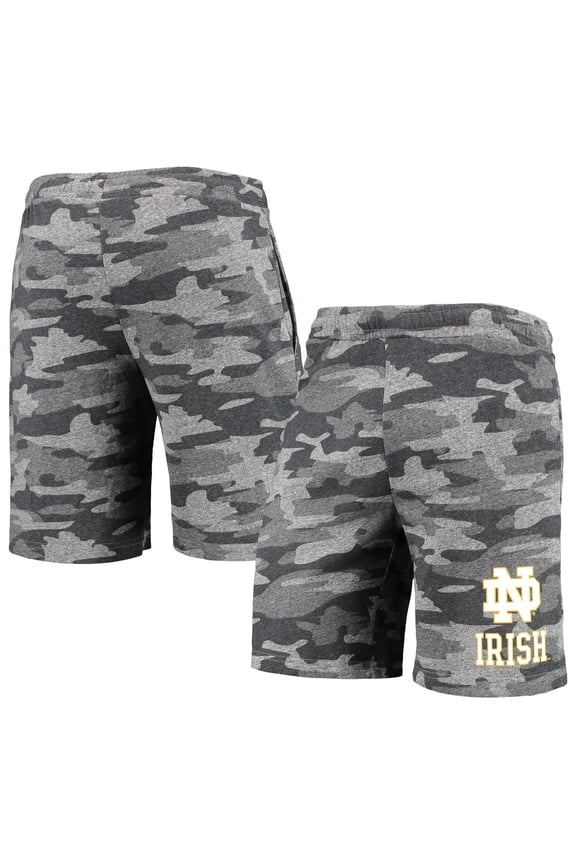 Men's Concepts Sport Charcoal/Gray Notre Dame Fighting Irish Camo Backup Terry Jam Lounge Shorts