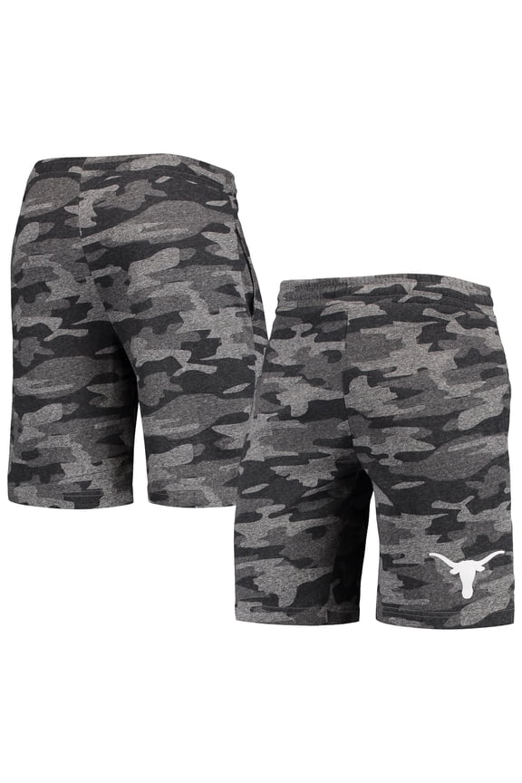 Men's Concepts Sport Charcoal/Gray Texas Longhorns Camo Backup Terry Jam Lounge Shorts