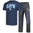 thumbnail image 1 of Men's Concepts Sport Charcoal/Navy Tampa Bay Rays Meter Top & Pants Sleep Set, 1 of 5