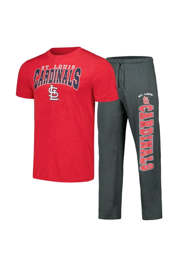 Men's Concepts Sport Charcoal/Red St. Louis Cardinals Meter Top & Pants Sleep Set