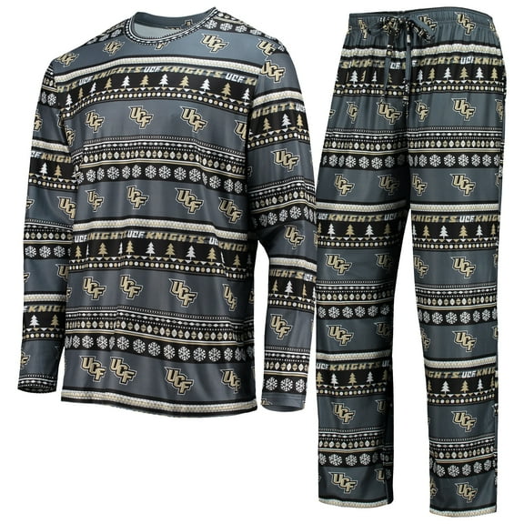 Men's Concepts Sport Charcoal UCF Knights Ugly Sweater Long Sleeve Top and Pants Sleep Set
