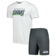 Men's Concepts Sport Charcoal/White Seattle Seahawks Downfield T-Shirt & Shorts Sleep Set