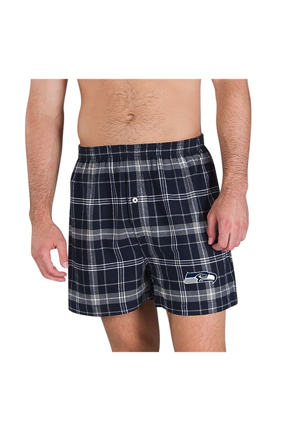 Men's Concepts Sport College Navy/Gray Seattle Seahawks Ultimate Flannel Boxers