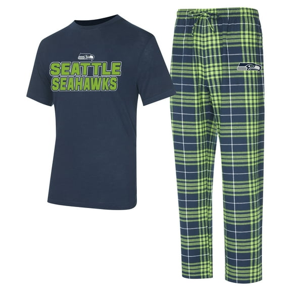 Men's Concepts Sport College Navy/ Seattle Seahawks Vector Top & Flannel Pants Sleep Set
