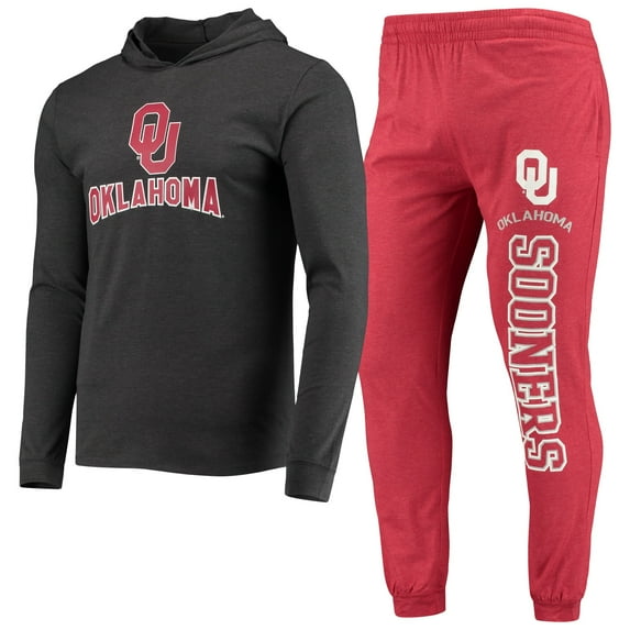 Men's Concepts Sport Crimson/Heather Charcoal Oklahoma Sooners Meter Long Sleeve Hoodie Top & Jogger Pajama Set