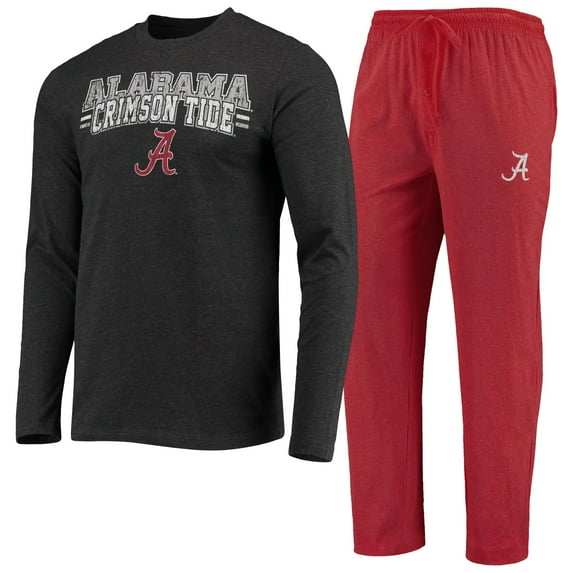 Men's Concepts Sport Crimson/Heathered Charcoal Alabama Crimson Tide Meter Long Sleeve Top & Pants Sleep Set