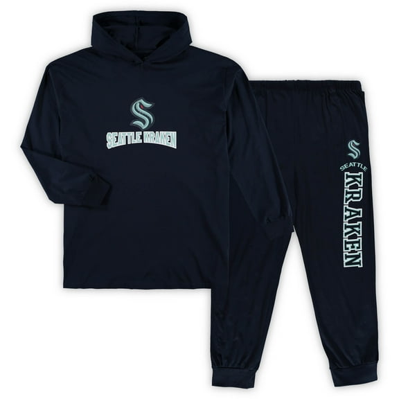 Men's Concepts Sport Deep Sea Blue Seattle Kraken Big & Tall Pullover Hoodie & Joggers Sleep Set