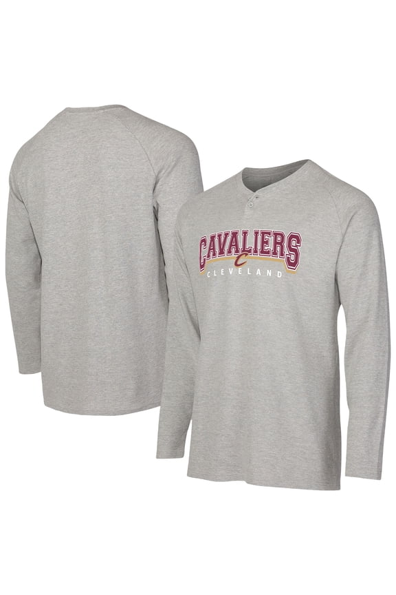 Men's Concepts Sport Gray Cleveland Cavaliers Hawthorn Thermal Knit Long Sleeve Henley T-Shirt