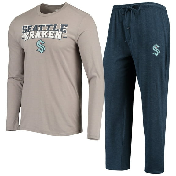 Men's Concepts Sport Gray/Deep Sea Blue Seattle Kraken Meter Long Sleeve Top & Pants Set