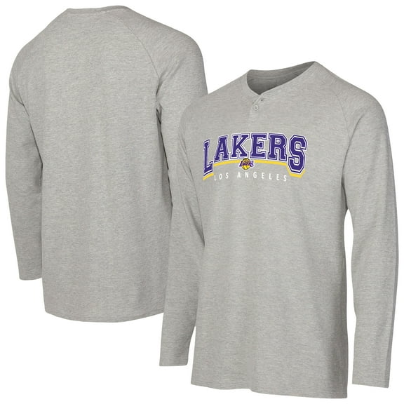 Men's Concepts Sport  Gray Los Angeles Lakers Hawthorn Thermal Knit Long Sleeve Henley T-Shirt