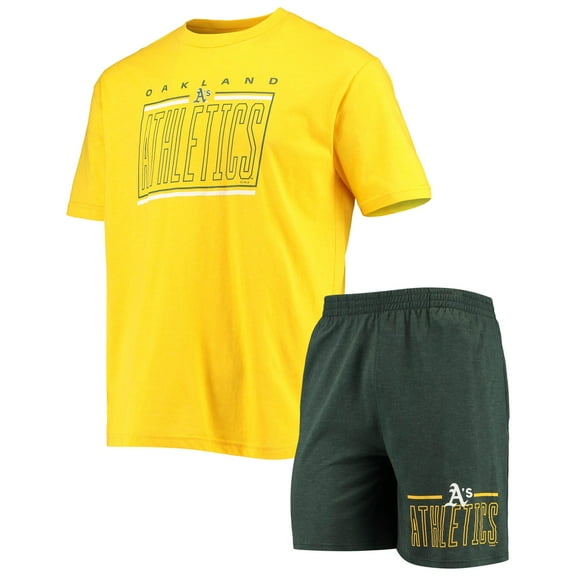 Men's Concepts Sport Green/Gold Oakland Athletics Meter Top and Shorts Sleep Set