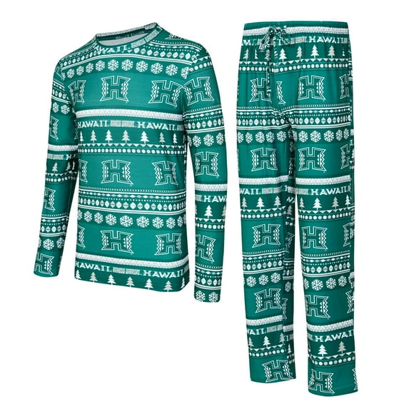 Men's Concepts Sport Green Hawaii Rainbow Warriors Swivel Long Sleeve Top & Pants Sleep Set