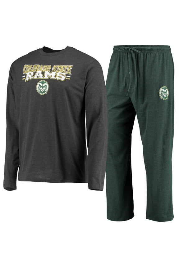 Men's Concepts Sport Green/Heathered Charcoal Colorado State Rams Meter Long Sleeve Top & Pants Sleep Set