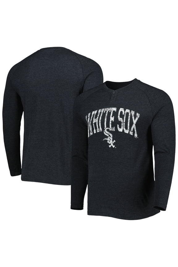 Men's Concepts Sport Heather Black Chicago White Sox Inertia Raglan Long Sleeve Henley Top