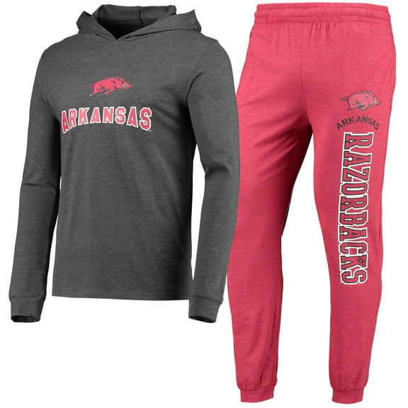 Men's Concepts Sport Cardinal/Heather Charcoal Arkansas Razorbacks Meter Long Sleeve Hoodie Top & Jogger Pajama Set