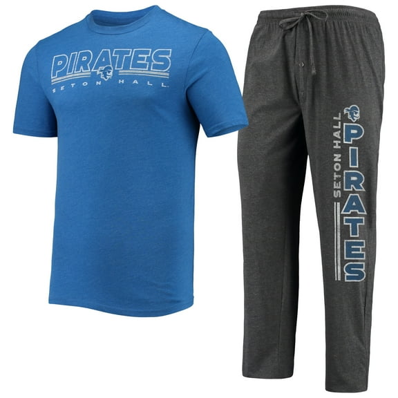 Men's Concepts Sport Heathered Charcoal/Blue Seton Hall Pirates Meter Top & Pants Sleep Set