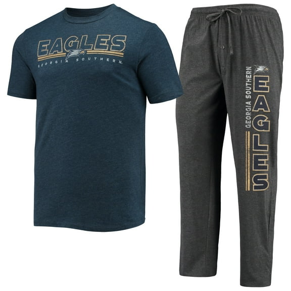 Men's Concepts Sport Heathered Charcoal/Navy Georgia Southern Eagles Meter Top & Pants Sleep Set
