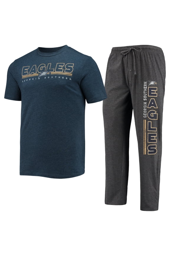 Men's Concepts Sport Heathered Charcoal/Navy Georgia Southern Eagles Meter Top & Pants Sleep Set