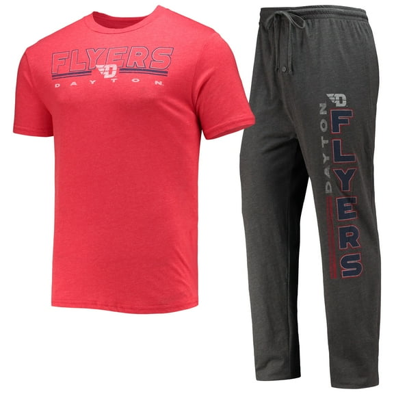 Men's Concepts Sport Heathered Charcoal/Red Dayton Flyers Meter Top & Pants Sleep Set