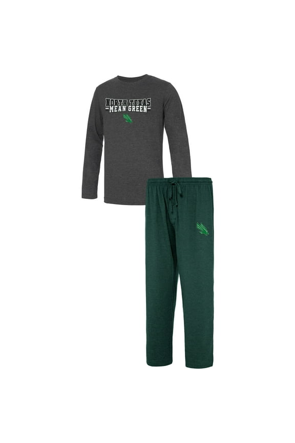 Men's Concepts Sport Kelly Green/Heathered Charcoal North Texas Mean Green Meter Long Sleeve Top & Pants Sleep Set
