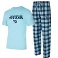thumbnail image 1 of Men's Concepts Sport Light Blue/Navy Tennessee Titans Avondale T-Shirt & Flannel Pants Set, 1 of 3