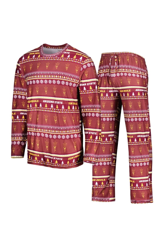 Men's Concepts Sport Maroon Arizona State Sun Devils Swivel Long Sleeve Top & Pants Sleep Set