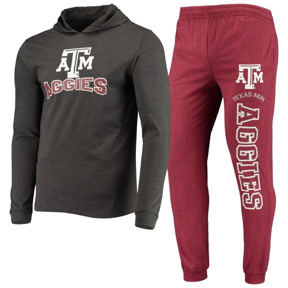Men's Concepts Sport Maroon/Heather Charcoal Texas A&M Aggies Meter Long Sleeve Hoodie Top & Jogger Pajama Set