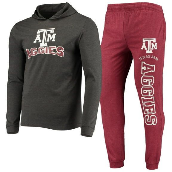 Men's Concepts Sport Maroon/Heather Charcoal Texas A&M Aggies Meter Long Sleeve Hoodie Top & Jogger Pajama Set