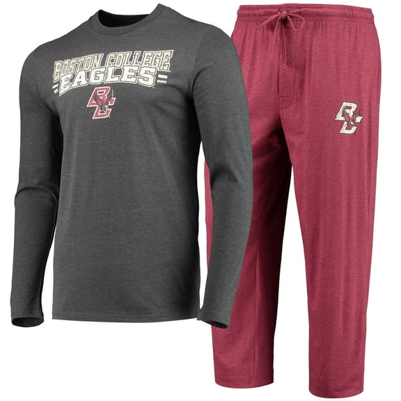 Men's Concepts Sport Maroon/Heathered Charcoal Boston College Eagles Meter Long Sleeve Top & Pants Sleep Set