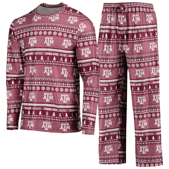 Men's Concepts Sport Maroon Texas A&M Aggies Ugly Sweater Long Sleeve Top and Pants Sleep Set