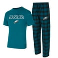 thumbnail image 1 of Men's Concepts Sport Midnight Green/Black Philadelphia Eagles Big & Tall Avondale T-Shirt & Flannel Pants Sleep Set, 1 of 1