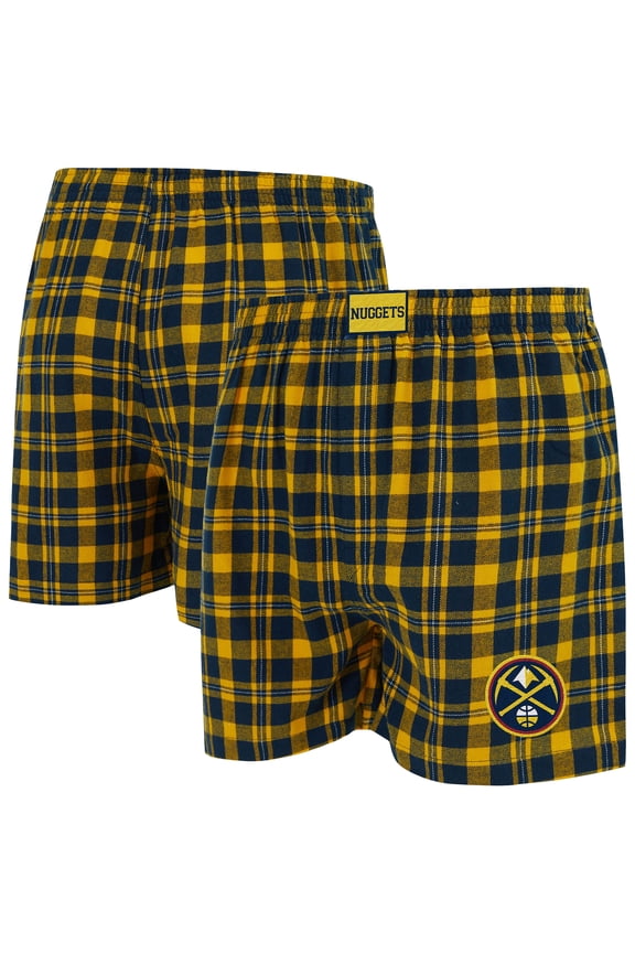 Men's Concepts Sport Navy/Gold Denver Nuggets Hawthorn Flannel Boxer