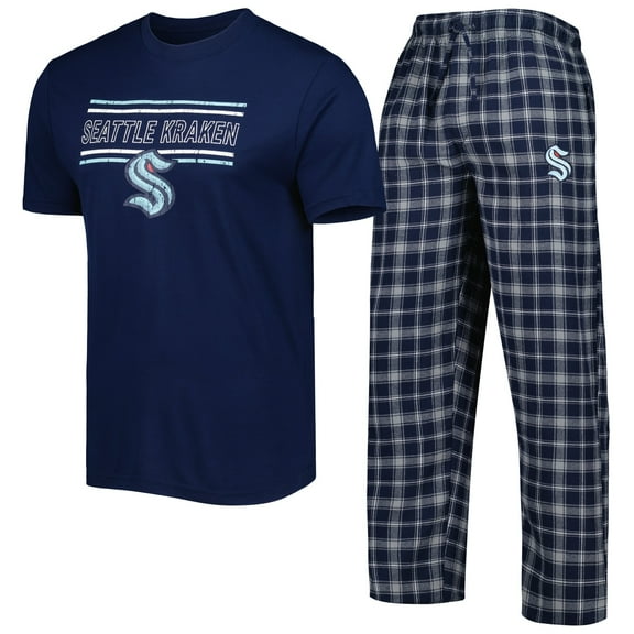 Men's Concepts Sport Navy/Gray Seattle Kraken Badge Top & Pants Sleep Set