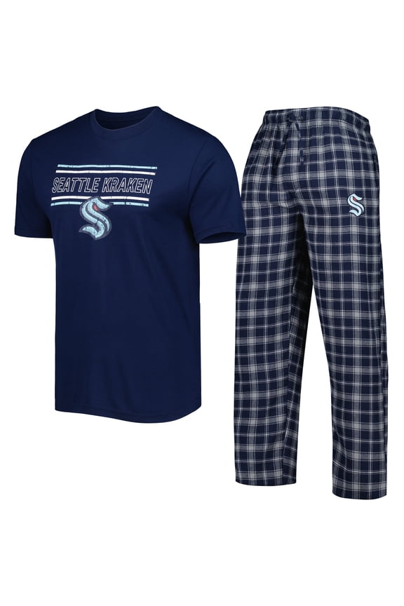 Men's Concepts Sport Navy/Gray Seattle Kraken Badge Top & Pants Sleep Set