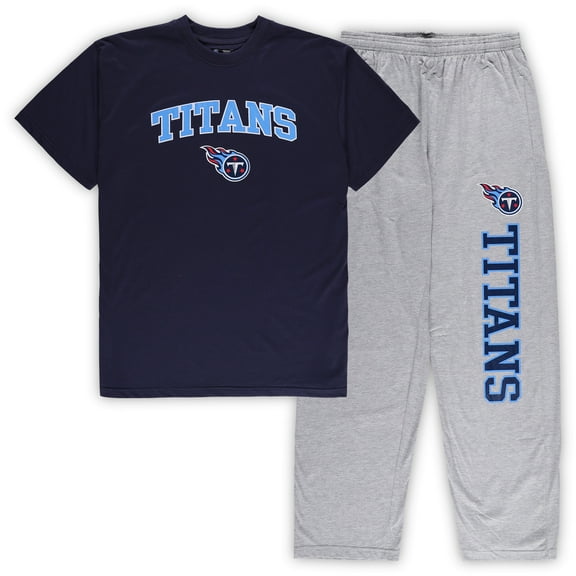 Men's Concepts Sport Navy/Heather Gray Tennessee Titans Big & Tall Top & Pajama Pants Sleep Set