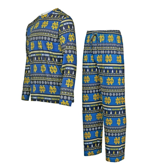 Men's Concepts Sport  Navy Notre Dame Fighting Irish Swivel Long Sleeve Top & Pants Sleep Set