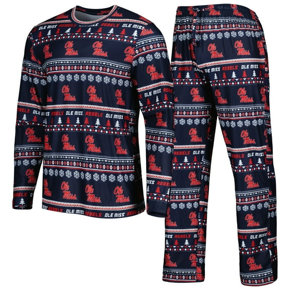 Men's Concepts Sport Navy Ole Miss Rebels Swivel Long Sleeve Top & Pants Sleep Set