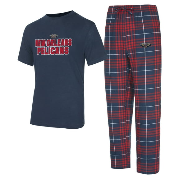 Men's Concepts Sport  Navy/Red New Orleans Pelicans Vector Top & Flannel Pants Sleep Set