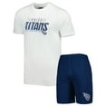thumbnail image 1 of Men's Concepts Sport Navy/White Tennessee Titans Downfield Top & Shorts Sleep Set, 1 of 5
