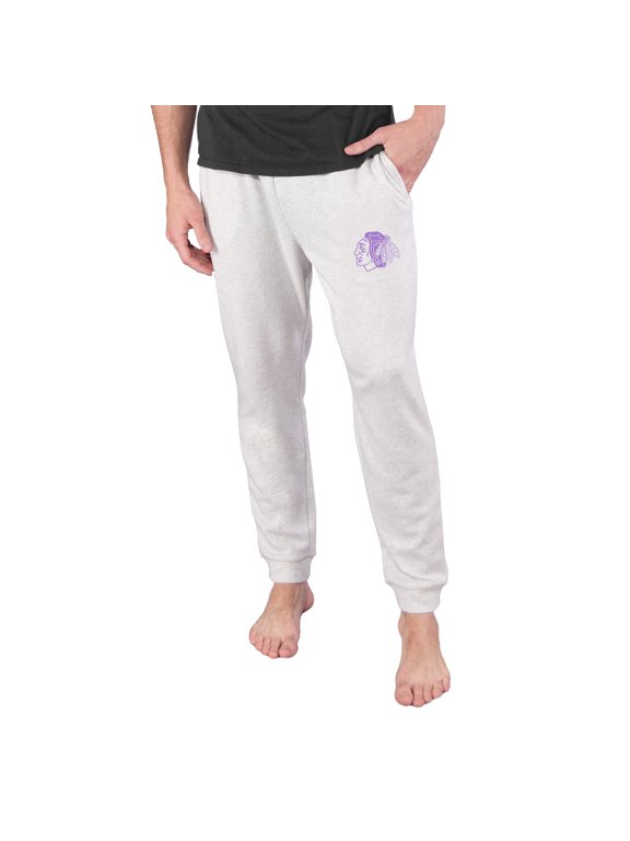 Men's Concepts Sport Oatmeal Chicago Blackhawks Hockey Fights Cancer Mainstream Cuffed Terry Tri-Blend Pants