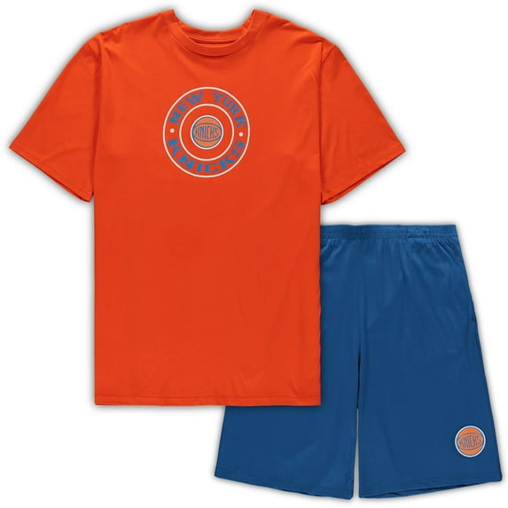 Men's Concepts Sport Orange/Blue New York Knicks Big & Tall Top & Shorts Sleep Set