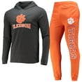 thumbnail image 1 of Men's Concepts Sport Orange/Heather Charcoal Clemson Tigers Meter Long Sleeve Hoodie Top & Jogger Pajama Set, 1 of 5
