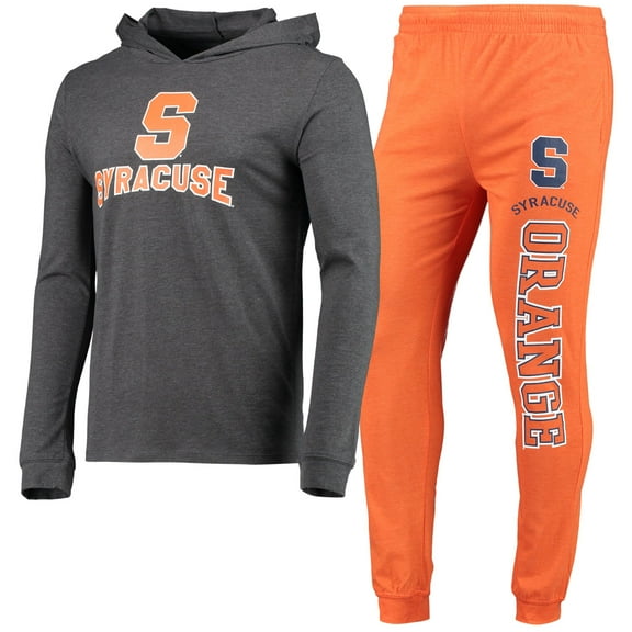 Men's Concepts Sport Orange/Heather Charcoal Syracuse Orange Meter Long Sleeve Hoodie Top & Jogger Pajama Set
