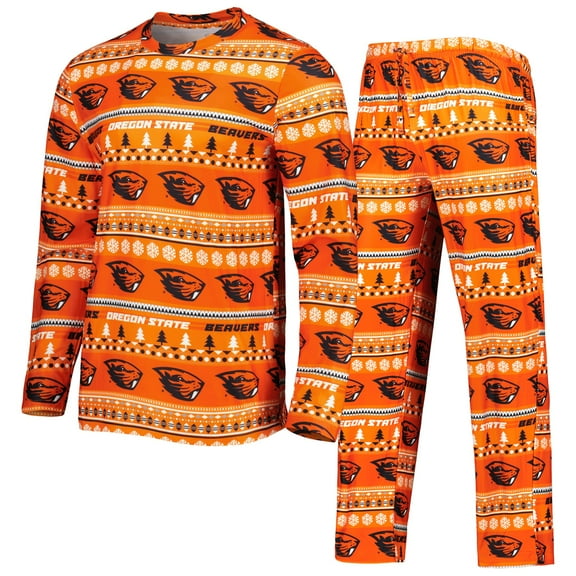 Men's Concepts Sport Orange Oregon State Beavers Swivel Long Sleeve Top & Pants Sleep Set