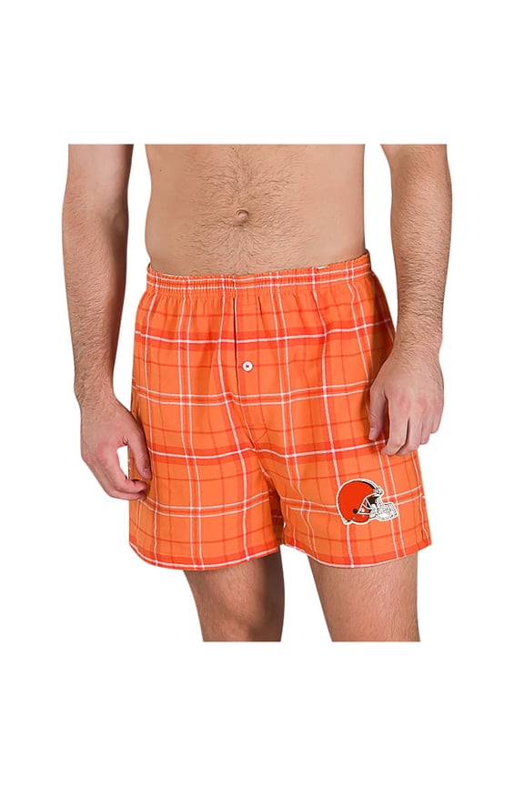 Men's Concepts Sport Orange/White Cleveland Browns Ultimate Flannel Boxers