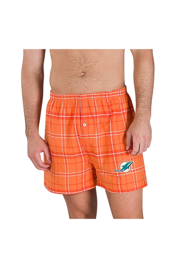 Men's Concepts Sport Orange/White Miami Dolphins Ultimate Flannel Boxers