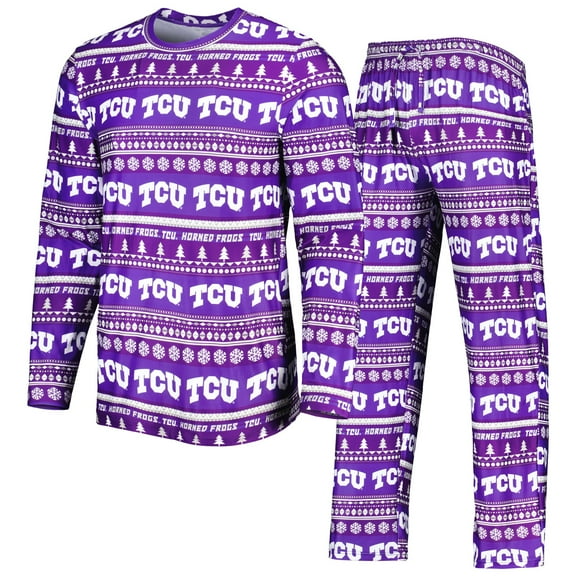 Men's Concepts Sport Purple TCU Horned Frogs Swivel Long Sleeve Top & Pants Sleep Set